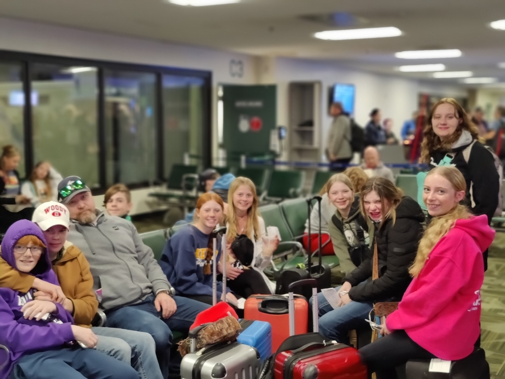 8th graders waiting at the gate in Reno for their flight to Denver and then DC.